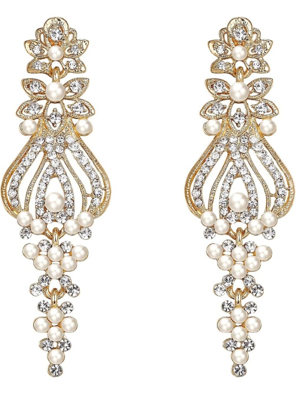 Vintage Rhinestone Cluster Chandelier Earrings for Weddings, Bridesmaids & Gifts